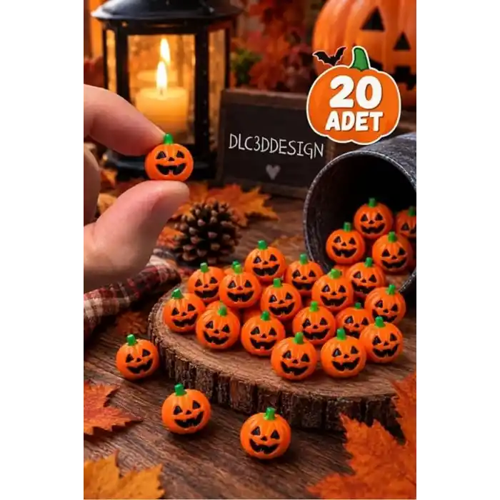 20’li Halloween Mini Balkabağı Figürü Seti – 1.5 CM Dekoratif Cadılar Bayramı Süsü Turuncu