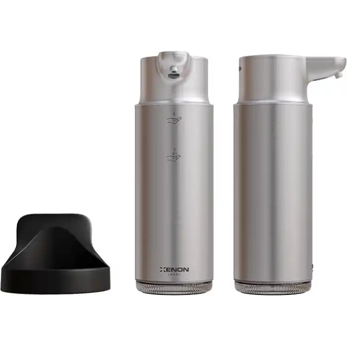 Xenon Smart Sensörlü Sıvı Sabunluk Temassız Otomatik Sabun Dispenseri 300 ml 1500 mAh Type-C Şarjlı Paslanmaz Çelik 2 Kademeli Gri X6840