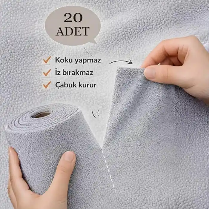 Jouis Mikrofiber Rulo Bez Seti - 20 Adet Kopar Kullan Kullan At Temizlik Bezi, Mutfak, Banyo ve Araç için Yüksek Emici Kurulama Bezi, Tekrar Yıkanabilir Genel Amaçlı Mikrofiber Havlu Havlu Paket