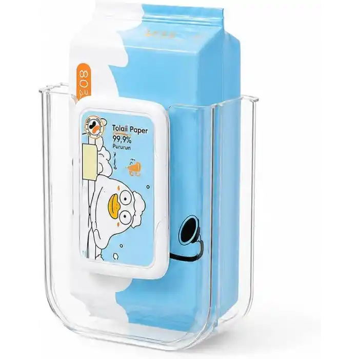 Orret Home Duvara Yapıştırılabilir Islak Mendil Kutusu, Şeffaf Kırılmaz Plastik Mendillik Peçetelik, Yapışkanlı Duvar Tipi Islak Mendil Tutucu Organizer, Banyo Mutfak, 11,5 x 8,5 x 14 cm
