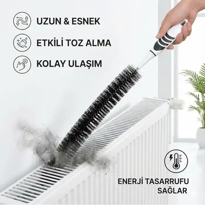 Ergonomik Kalorifer Peteği Temizleme Fırçası – Esnek Uzun Yapı, Kolay Toz ve Kir Temizliği, Dar Alanlara Ulaşan Pratik Fırça, Ev ve Ofis Kullanımına Uygun