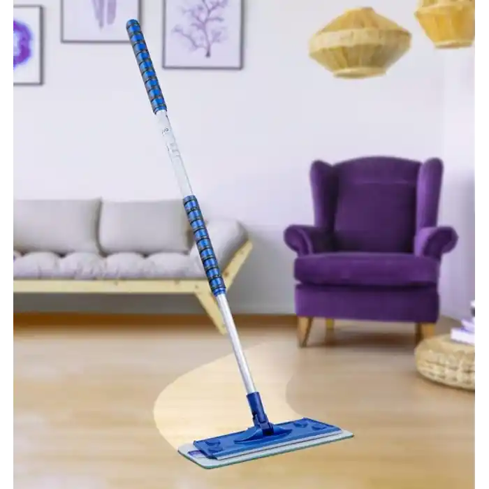 Silva Mikrofiber Tekli Islak Mop Set - Yalnızca Islak Bez Dahil (1 Adet), 90-156 cm Teleskopik Alüminyum Sap, 360 Derece Dönen Cırtlı Başlık, Laminat Parke Fayans ve Mermer İçin