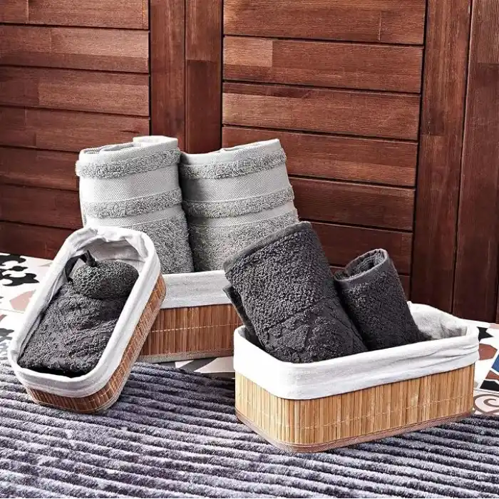 Orret Home 3lü Bambu Sepet Seti: Çok Amaçlı Ekmek Sepeti ve Banyo Mutfak Organizeri (Dikdörtgen)