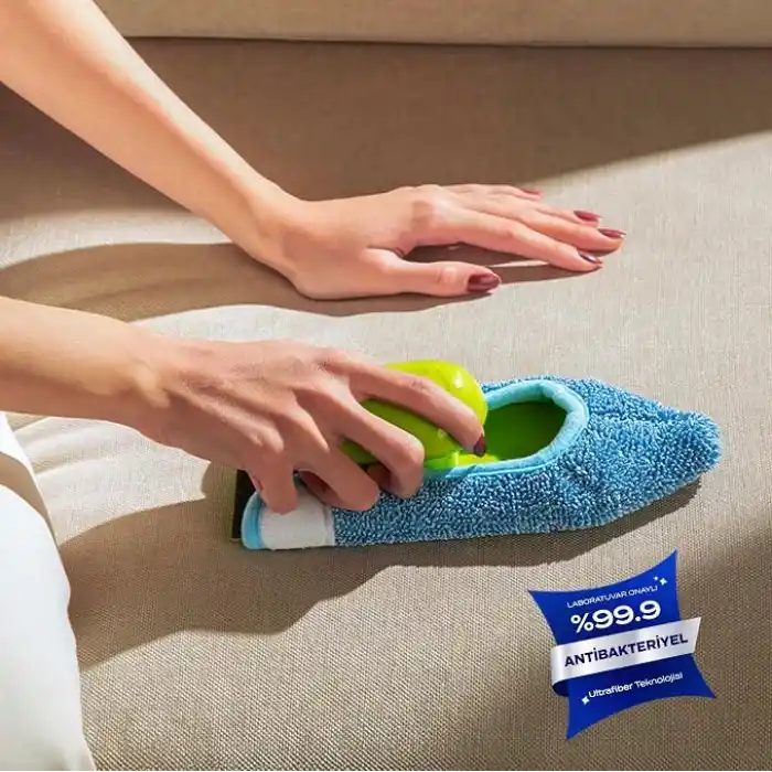 Silva Mikrofiber El Mopu - Koltuk, Halı, Duvar ve Araç İçi Temizlik Aparatı, Çift Taraflı Ultrafiber Bez, Islak ve Kuru Kullanım, Ergonomik Sap, Tekrar Kullanılabilir Bez