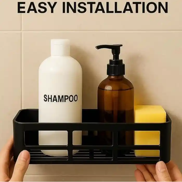 Orret Home 2 Adet Yapışkanlı Banyo Organizer Duş Rafı – Delmeden Montaj, Su Geçirmez Banyo ve Mutfak Duvar Organizeri,Suya Dayanıklı Pratik Saklama Rafı 12x27x6.5 Cm