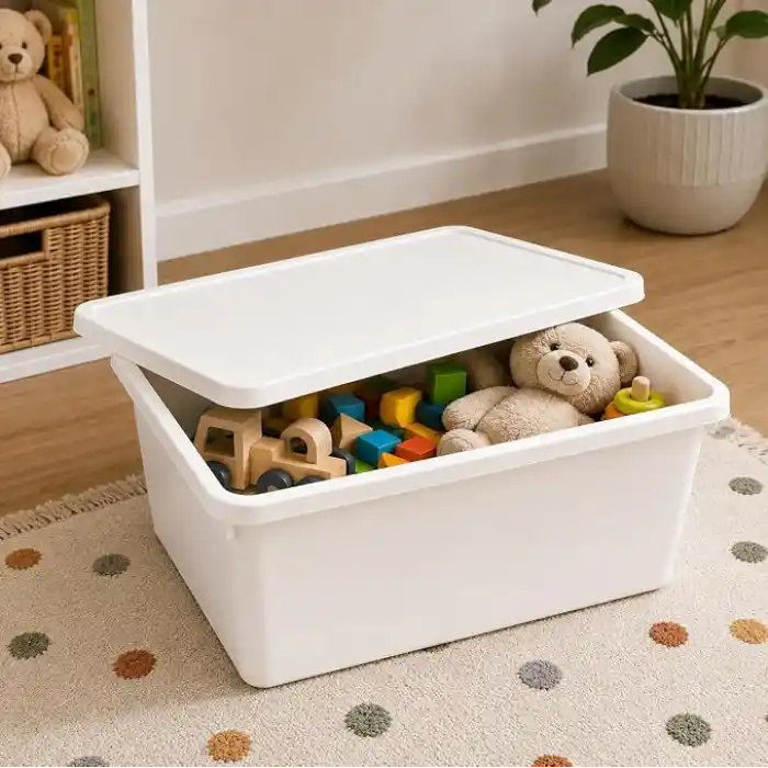 Orret Home 20 Litre Kapaklı Plastik Depolama Kutusu Organizer Kutu Çok Amaçlı Düzenleyici Saklama Kutusu Ev İçi Dolap İçi Oyuncak Kıyafet Banyo Mutfak Organizer Kutusu