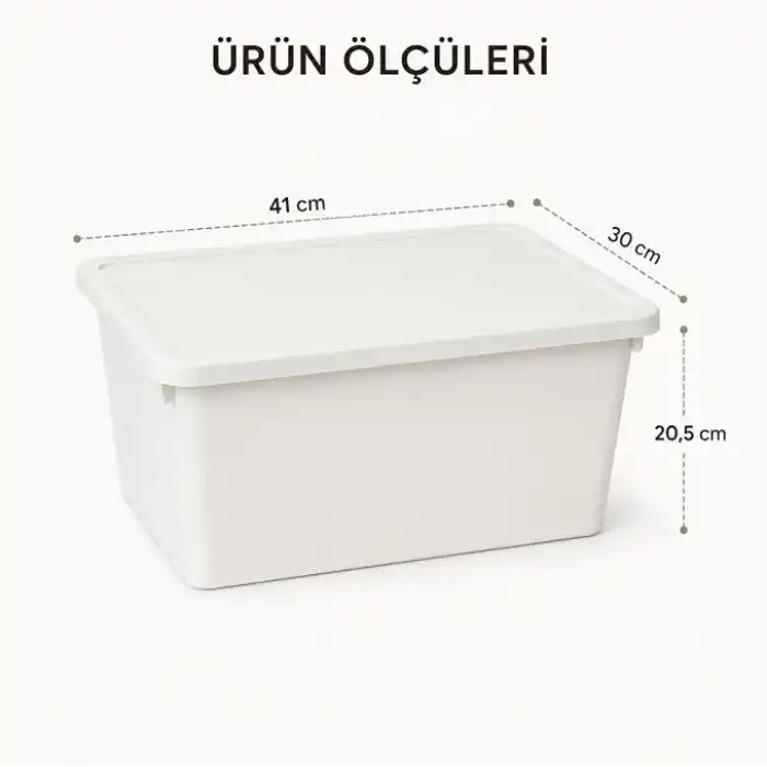 Orret Home 20 Litre Kapaklı Plastik Depolama Kutusu Organizer Kutu Çok Amaçlı Düzenleyici Saklama Kutusu Ev İçi Dolap İçi Oyuncak Kıyafet Banyo Mutfak Organizer Kutusu