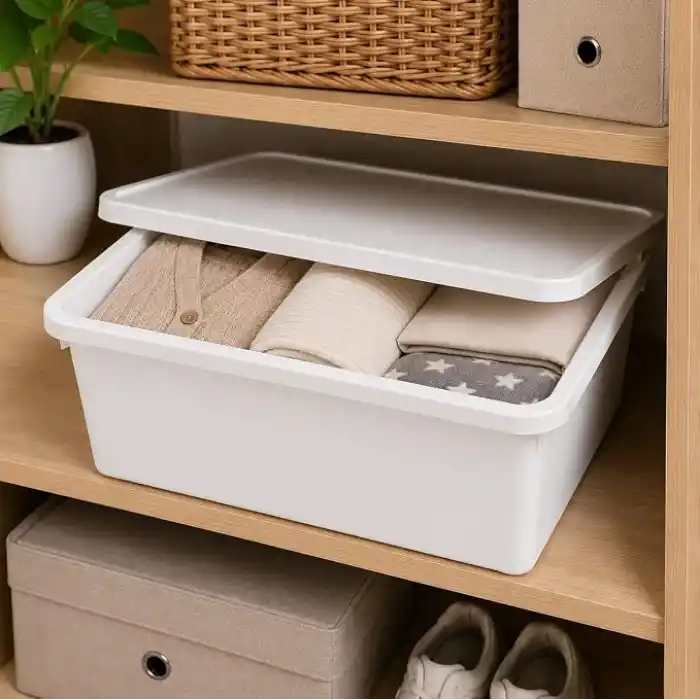 Orret Home 20 Litre Kapaklı Plastik Depolama Kutusu Organizer Kutu Çok Amaçlı Düzenleyici Saklama Kutusu Ev İçi Dolap İçi Oyuncak Kıyafet Banyo Mutfak Organizer Kutusu