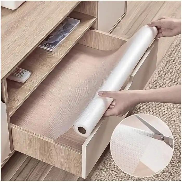 Raf ve Çekmece Örtüsü EVA Pıtırcık 45cm x 10 m – Kesilebilir Şeffaf Silikon & EVA Kaymaz Mat, Mutfak Dolabı, Buzdolabı ve Çekmeceler için Koruyucu, Yıkanabilir Silinebilir