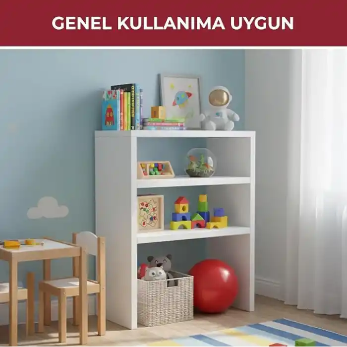 Pikas Yakut Ayaklı İki Bölmeli Çok Amaçlı Komodin – Beyaz, Modern Tasarım, Açık Raf Ünitesi