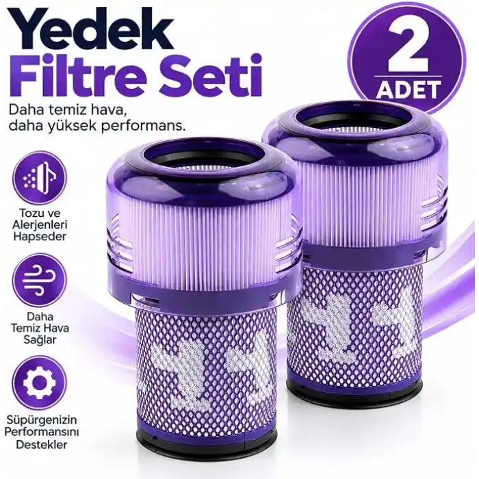 Dyson V12 Detect Slim Dikey Süpürge ile Uyumlu 2li Filtre