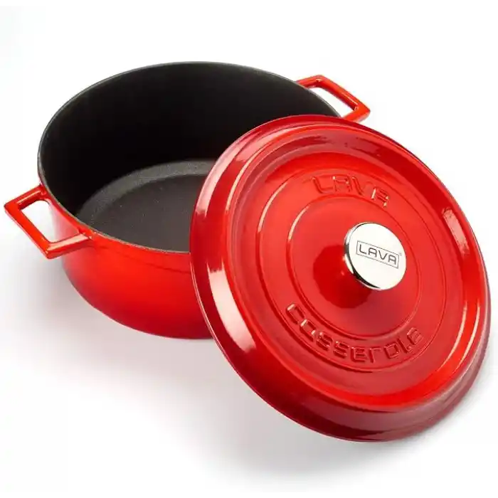 Lava Döküm Yuvarlak Tencere, Trendy, 28 cm, 6.71 L Hacim, Kırmızı
