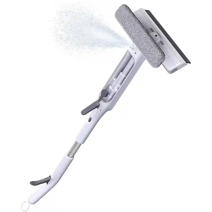 FLORA Spreyli Temiz Su Hazneli ve Kirli Su Hazneli Mikrofiber Cam Silme Mopu, Netsil Sprey Mop max 150 cm. Alüminyum Teleskopik Saplı Cam Temizleme Seti F420, Çok Fonksiyonlu Temizlik Aparatı