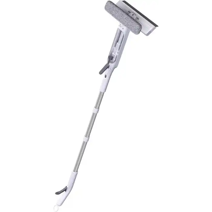 FLORA Spreyli Temiz Su Hazneli ve Kirli Su Hazneli Mikrofiber Cam Silme Mopu, Netsil Sprey Mop max 150 cm. Alüminyum Teleskopik Saplı Cam Temizleme Seti F420, Çok Fonksiyonlu Temizlik Aparatı