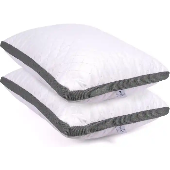 Cotpoly Home Klimalı Yastık 50x70 cm - Hava Sirkülasyonlu Kapitone Mikrofiber Dış Kılıf 850 gr Silikon Dolgulu Ortopedik Uyku Yastığı (2li Gri)