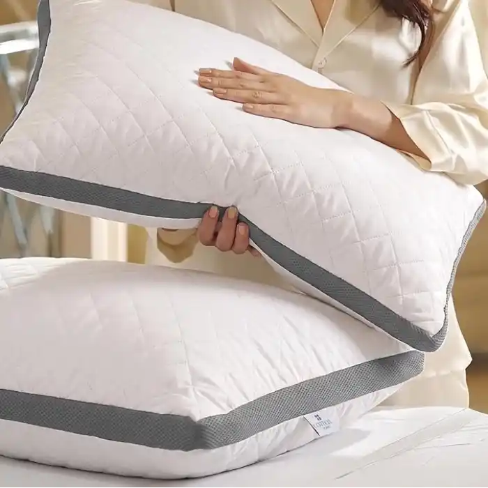 Cotpoly Home Klimalı Yastık 50x70 cm - Hava Sirkülasyonlu Kapitone Mikrofiber Dış Kılıf 850 gr Silikon Dolgulu Ortopedik Uyku Yastığı (2li Gri)