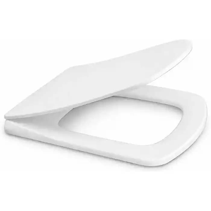 Kare Slim Ultra İnce Yavaş Kapanan Klozet Kapağı, Soft Close Sessiz Mekanizma, Kaymaz Tabanlı Sabit Duruş, Dayanıklı Durolast Malzeme, Kolay Montajlı Universal Uyumlu WC Kapak, Hijyenik ve Uzun Ömürlü