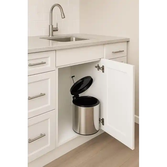 Banyo, Mutfak Dolap içi 11 Litre Metal Çöp Kovası – Krom, Tüm Dolaplara Uyumlu Tezgah Altı Çöp Kovası