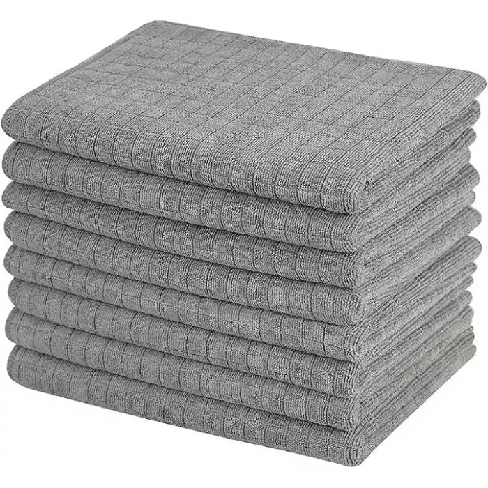 Orret Home 3 Adet Mikrofiber Kareli Mutfak Bezi, 40x40 cm, Leke ve Koku Tutmaz, 1100 GSM, Deterjanla Kullanıma Uygun, Oto Yıkama ve Toz Alma için Simli Bez x3 Adet