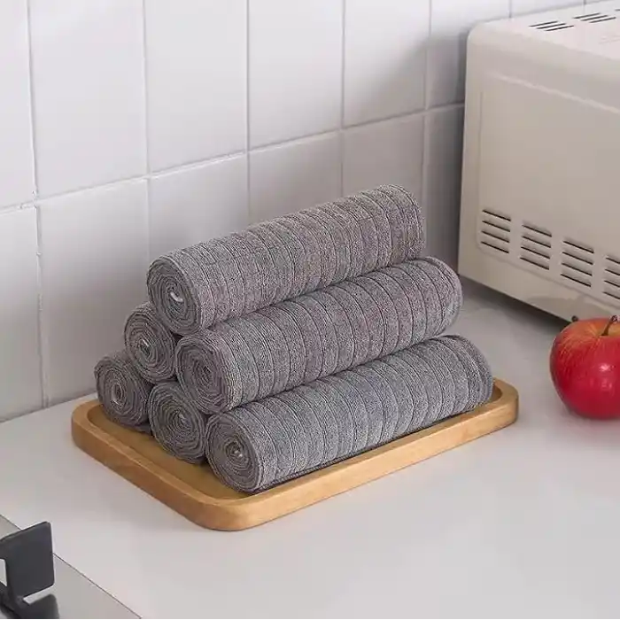 Orret Home 3 Adet Mikrofiber Kareli Mutfak Bezi, 40x40 cm, Leke ve Koku Tutmaz, 1100 GSM, Deterjanla Kullanıma Uygun, Oto Yıkama ve Toz Alma için Simli Bez x3 Adet