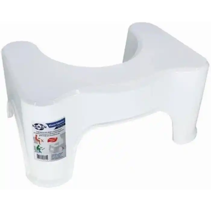 Saban Klozet Taburesi, Kaymaz Plastik Tabanlıklı, Hafif ve Dayanıklı, 44.5x30x21.5 cm