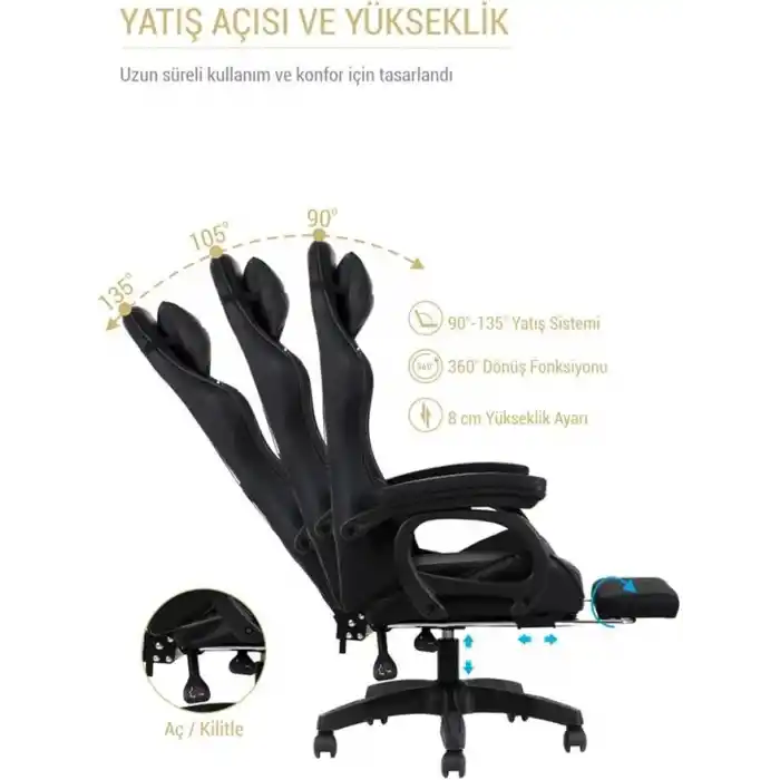 Dynamic Black Masajlı Oyuncu Koltuğu