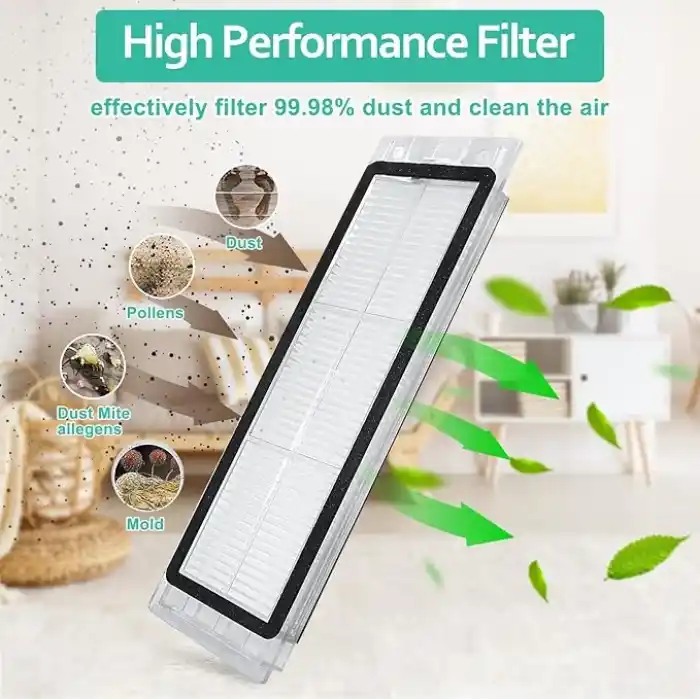 Chuancheng Xiaomi Roborock S5 Max S6 Pure S6 MaxV Rulo Fırçalar için 9lu Paket Yedek HEPA Filtre Paspas Bezi Aksesuarı (Beyaz)