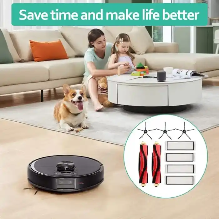Chuancheng Xiaomi Roborock S5 Max S6 Pure S6 MaxV Rulo Fırçalar için 9lu Paket Yedek HEPA Filtre Paspas Bezi Aksesuarı (Beyaz)