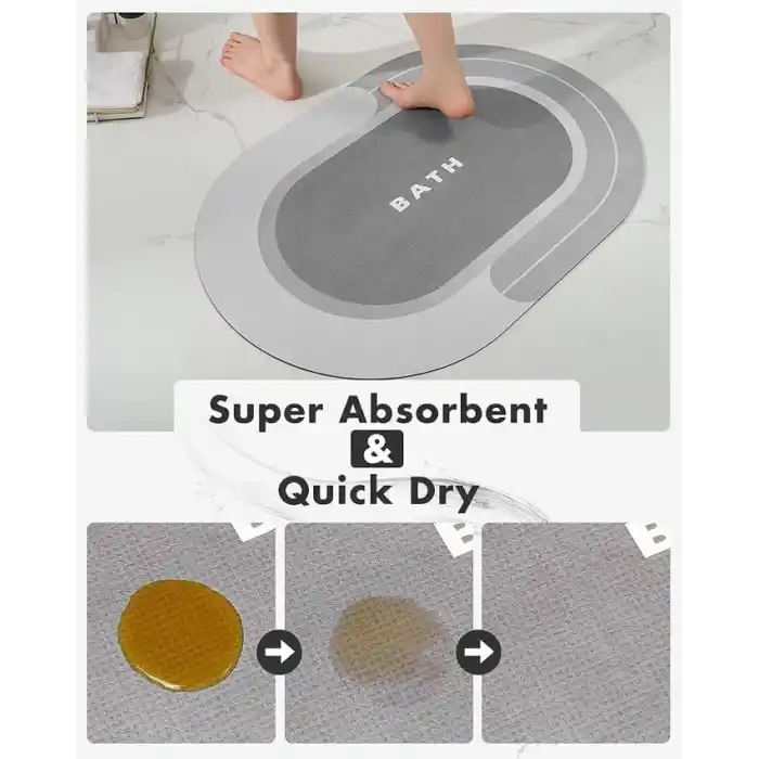 Banyo Paspası - Süper Emici Kaymaz Hızlı Kuruyan Lekeye Dayanıklı Halı - Dış Mekan Küvet Duş Odası için Kolay Bakım 58 cm