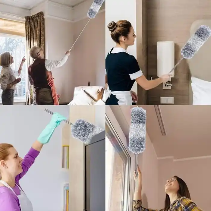 Orret Home 240 Cm Teleskopik Uzatılabilir Mikrofiber Yumuşak Başlıklı Toz Alma Fırçası, Püskülü Bükülebilir Dip Köşe Başlık, Boşluk Temizleme Ve Almak İçin Uzayabilir Fırça