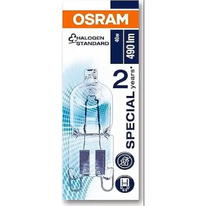 Halopin G9 40W Fırın Ampulü, 260 lm, 300°C Isıya Dayanıklı Halojen Lamba, Şeffaf