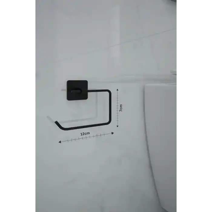 Alper Banyo 5’li Siyah Banyo Seti, Yapışkanlı ve Vidalı Montajlı, Uzun Havluluk, Halka Havluluk, Fön Makinesi Askısı, Solo Havlu Kağıdı Askısı ve Tuvalet Kağıdı Askısı