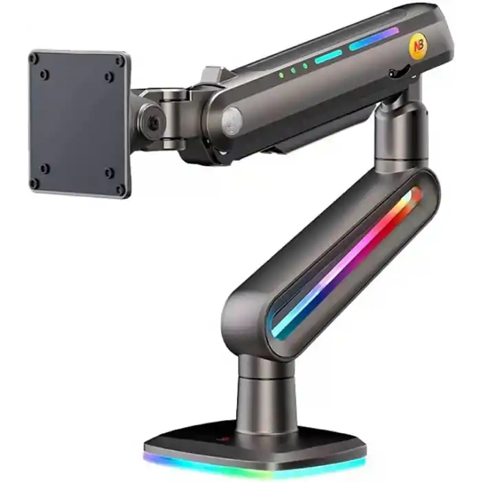 NB North Bayou F6 Gaming 1 Adet Monitör Takılabilen, 32 - 60 Uyumlu, RGB Aydınlatma, Kablo Kanallı, 2-20 KG Destekli, 360° Dönebilen, Masa Monte, TUV Sertifikalı, Profesyonel Oyuncu Monitör Standı