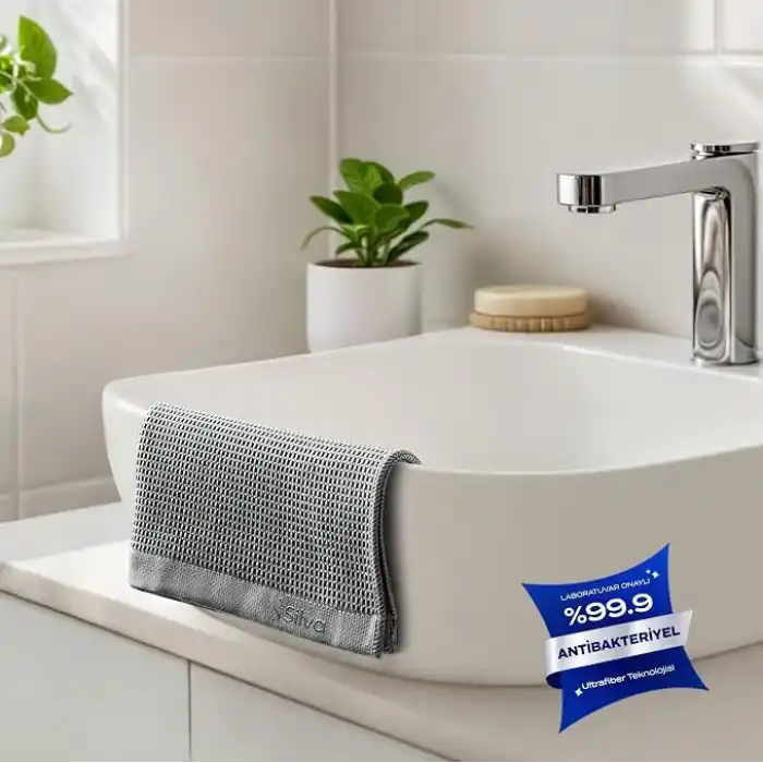 Silva Premium Mikrofiber Banyo Bezi 40 x 40 cm - Tüy ve İz Bırakmaz, Suyu Hızla Emer, Fayans, Ayna, Cam ve Duşakabin İçin, Yumuşak ve Uzun Ömürlü, Gri