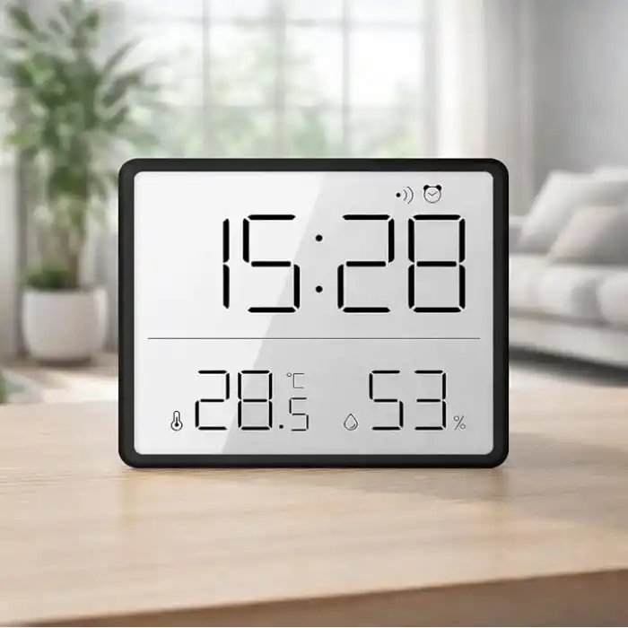 Artnest Mıknatıslı LCD Dijital Mini Saat Alarm Sıcaklık ve Nem Göstergeli Pilli 9x7 cm