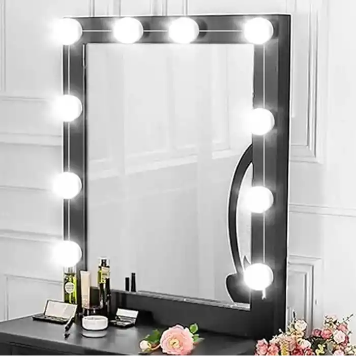 Coverzone 10lu Set Makyaj Aynası Işığı Banyo Yatak Odası Işığı Hoolywood Tarzı Led Makyaj Lambası 3 Farklı Renk Modu Makyaj Odası Işığı Mirror1