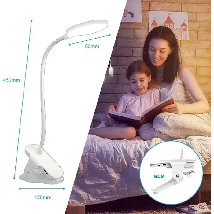 GüncelÇarşı Kıskaçlı Sıkıştırmalı Mandal lamba, 360° esnek okuma lambası, kitap lambası, 3 değiştirlebilir renk, kısılabilir, dokunmatik kontrollü, yatak lambası, USB şarj edilebilir pil, göz koruması, 20 LED kelepçeli lamba, yatak, çocuk, ders, çalışma ma