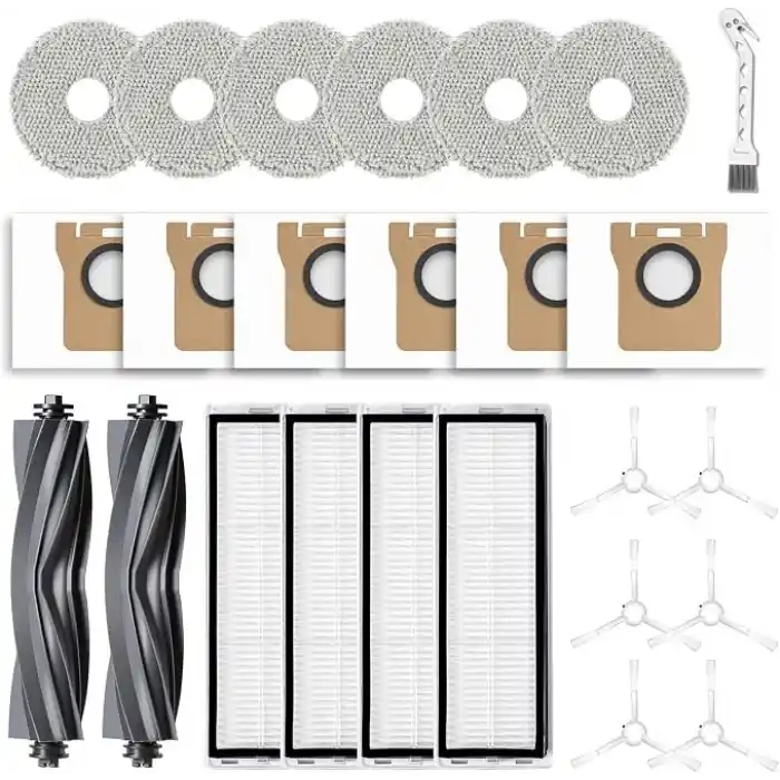 Dreame L10s Ultra/L10 Ultra için 24 parçalı yedek parça seti. L10s Pro Ultra Heat için uygun değildir; elektrikli süpürge aksesuar seti, 2 ana fırça, 4 HEPA filtre, 6 silme pedi, 6 toz torbası