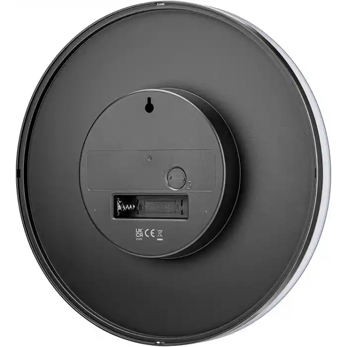 Braun Klasik analog duvar saati sessiz kuvars mekanizması, iyi okunabilir, 23 cm çap, siyah model, BC26B.