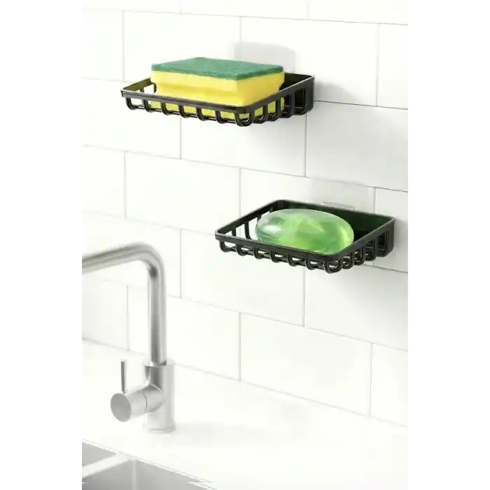 Orret Home 2 Adet Duvara Yapıştırılabilir Plastik Katı Sabunluk Kalıp Sabunluk Delme Gerektirmez Yapışkanlı Duş Banyo Lavabo Sabunluğu