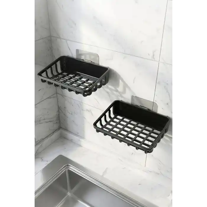 Orret Home 2 Adet Duvara Yapıştırılabilir Plastik Katı Sabunluk Kalıp Sabunluk Delme Gerektirmez Yapışkanlı Duş Banyo Lavabo Sabunluğu