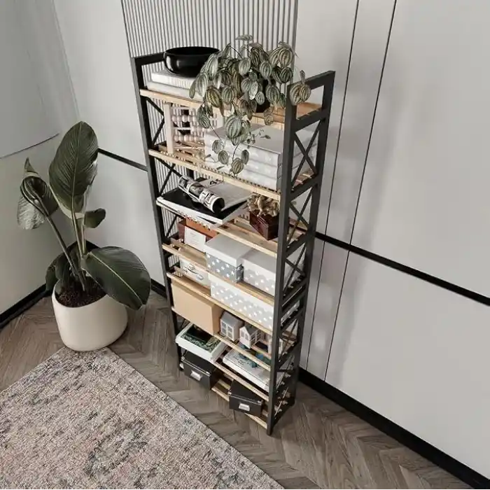 8 Katlı Çok Amaçlı Raf Ayakkabılık – 47x18x127 cm, MDF ve Plastik Malzeme, Kolay Kurulum QR Kodlu, Modern ve Dekoratif Düzenleyici Dolap Ünitesi, Siyah
