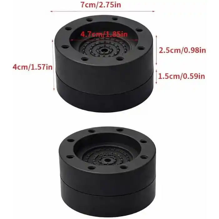 TİNEKE Beyaz Eşya Ayağı Çamaşır Makinesi Mobilya Titreşim Önleyici Kaydırmaz Yükseltici 4 Lü Set SİYAH (8.5 CM)