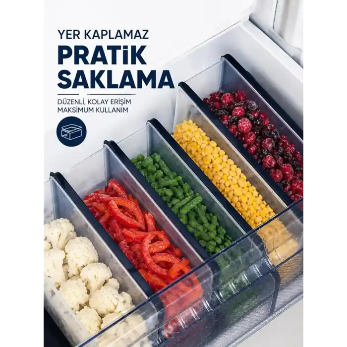 Beylini 5li Dondurucu Saklama Kabı Buzdolabı Toplam 9L Buzluk Dolap İçi Düzenleyici Set Mikrodalga Derin Dondurucu ve Difrize Uygun
