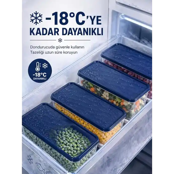 Beylini 5li Dondurucu Saklama Kabı Buzdolabı Toplam 9L Buzluk Dolap İçi Düzenleyici Set Mikrodalga Derin Dondurucu ve Difrize Uygun