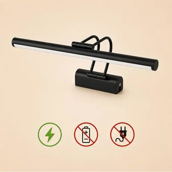 SekaTech Siyah Kasa LED Flüt Resim Aplik | 6W | 3200K Gün Işığı | 35cm | Duvar Tipi Ayna/Tablo Üstü Dekoratif Işık | IP20 İç Mekan Kullanım