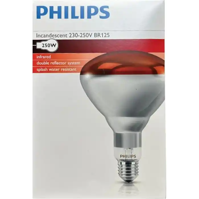 Philips 250W Infrared Kırmızı Ampul E27 Isıtıcılı Lamba Kırmızı Işık
