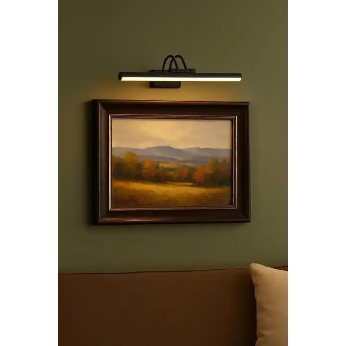 SekaTech Siyah Kasa LED Flüt Resim Aplik | 6W | 3200K Gün Işığı | 35cm | Duvar Tipi Ayna/Tablo Üstü Dekoratif Işık | IP20 İç Mekan Kullanım