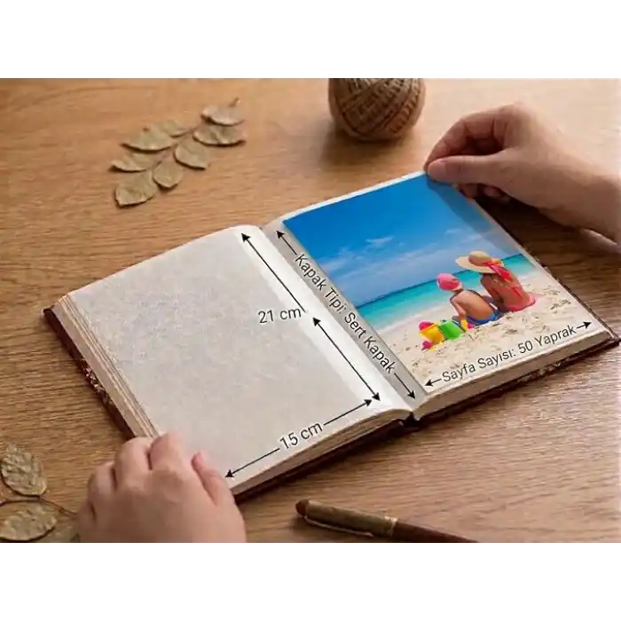 Rabsev RS5 Fotoğraf Albümü 15x21cm 100 Fotoğraf Kapasiteli Bordo Renkli Çiçek Desenli Anı Albümü