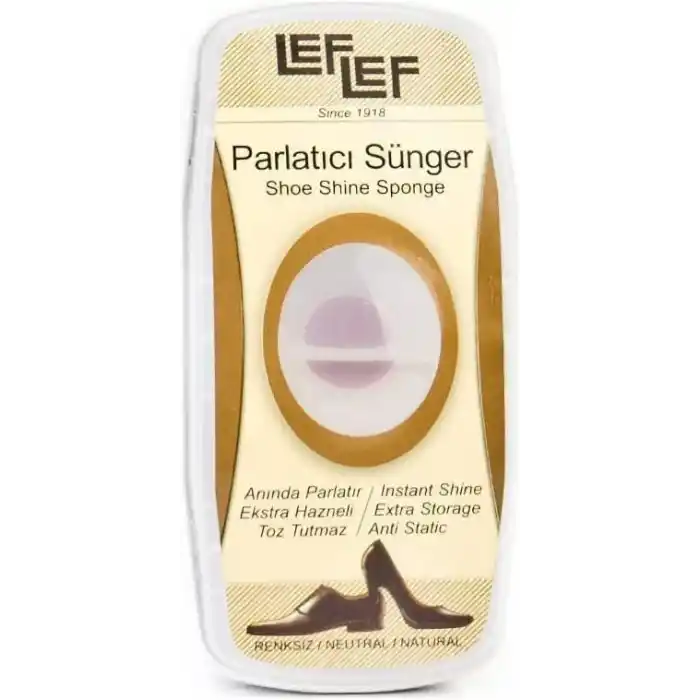 Nuri LefLef Ayakkabı ve Deri Parlatıcı Sünger Depolu Deri Bakım Süngeri Renksiz Natürel (10 ml)